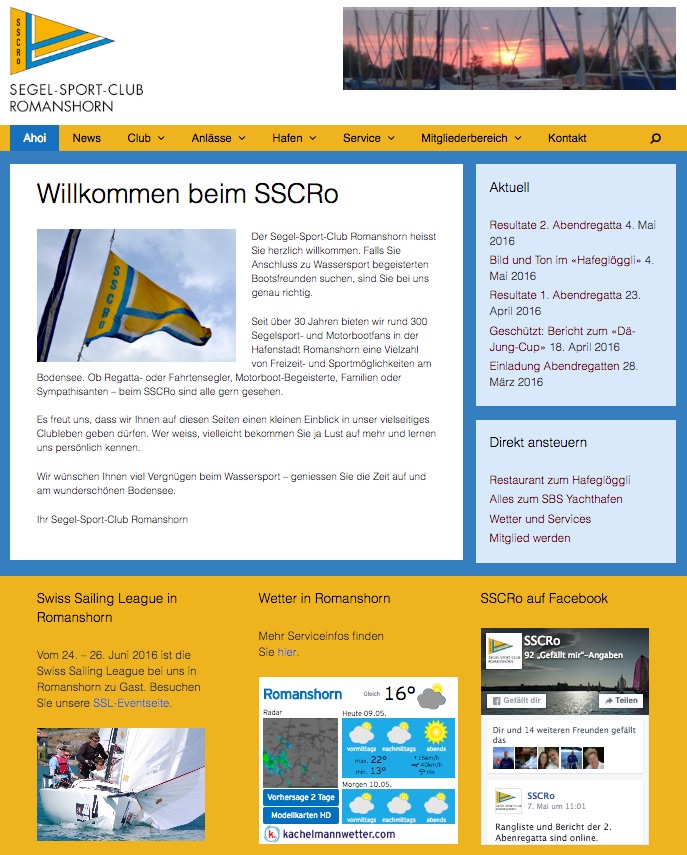 Neue Webseite Segel-Sport-Club Romanshorn SSCRo
